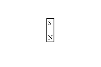 A bar magnet with N at the top and S at the bottom.