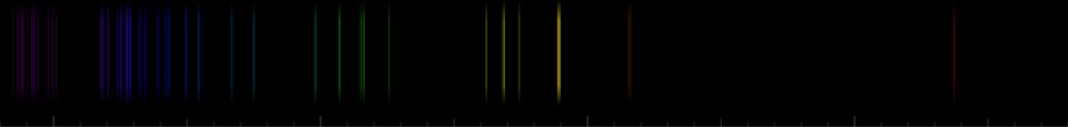 On a black background, many colored vertical lines, each corresponding to a spectral line.